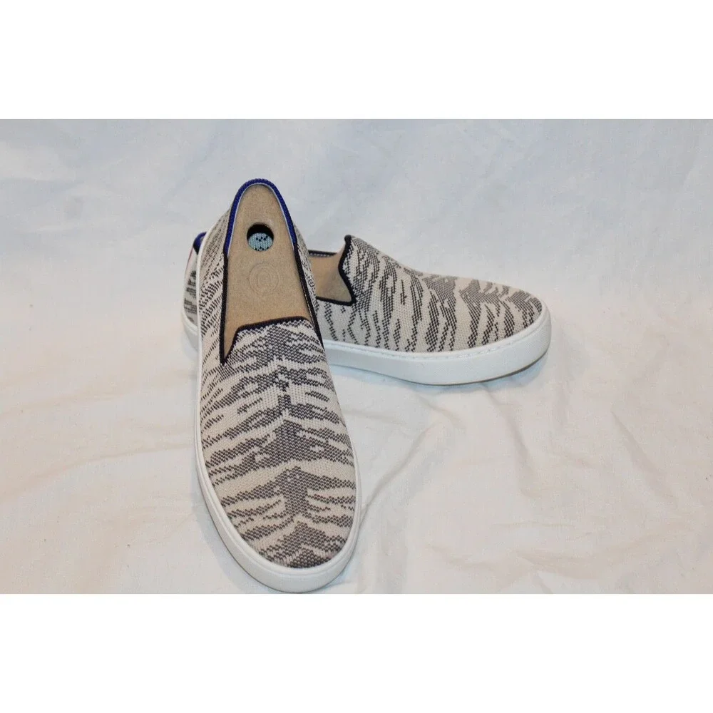 Rothy’s Women' Size 12 The Sneaker Maritime Tiger Knit Slip On Tan Retired